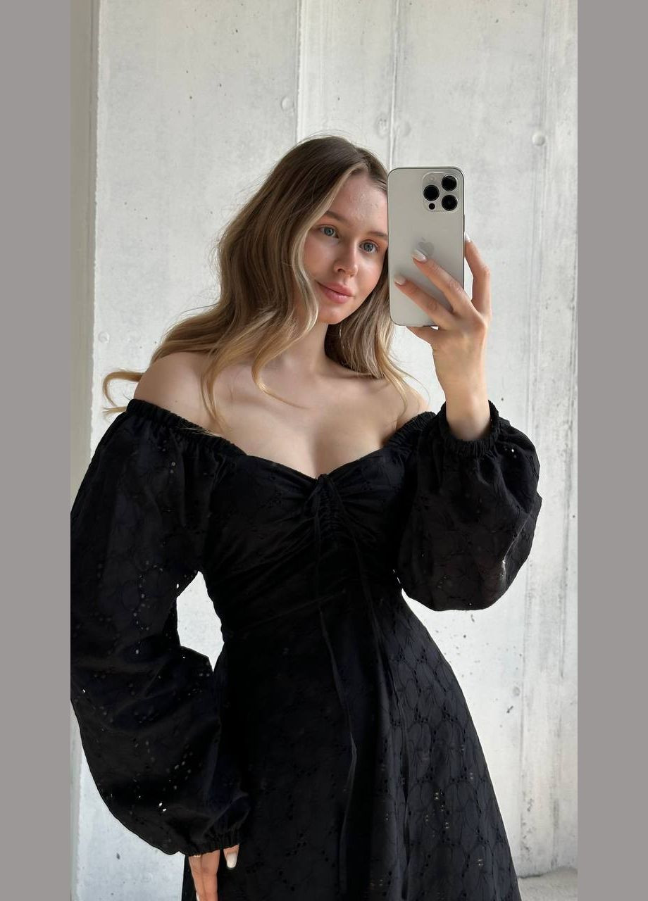 Чорна святковий сукня No Brand однотонна