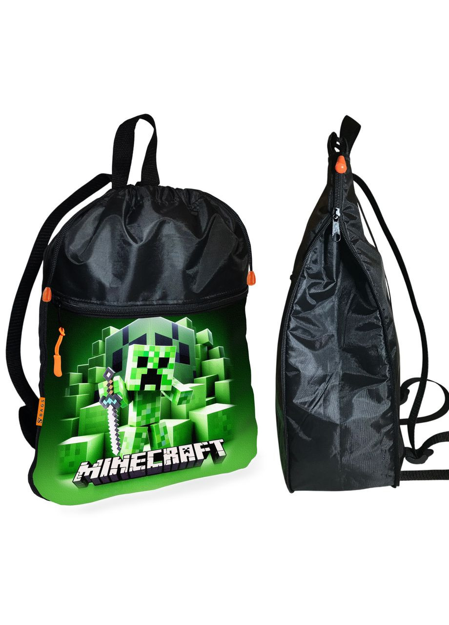 Рюкзак-мешок для обуви,спортивной формы Майнкрафт "Minecraft" детская сумка для сменки с расширителем (1456) No Brand (325450344)