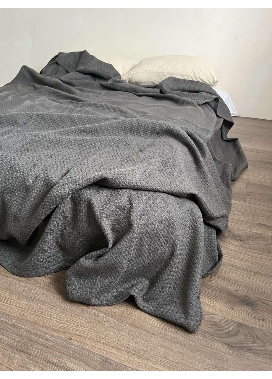 Покрывало Wheat хлопковое темносерого цвета 120х200 см ZEINTEX (315347195)