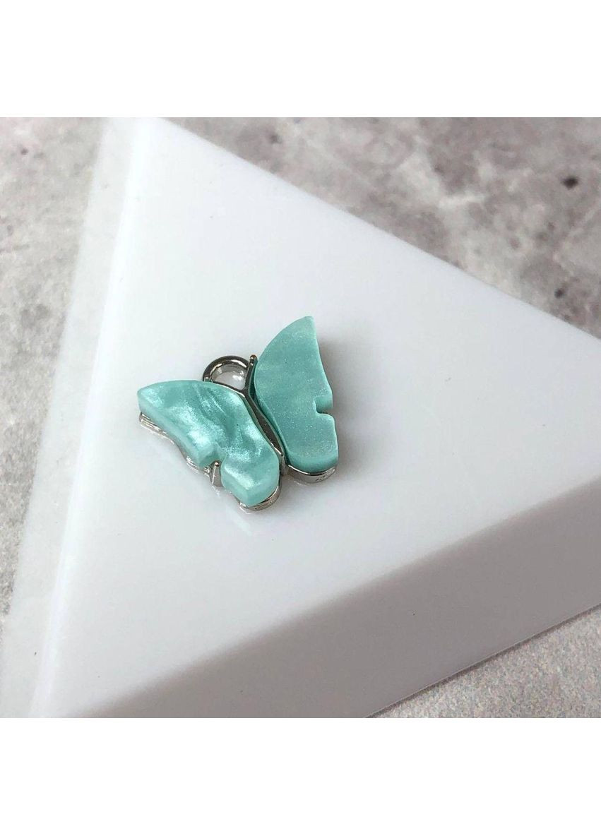 Подвеска "Бабочка с перламутром" 14 мм, - мятная в серебре Plus-plus (352751838)