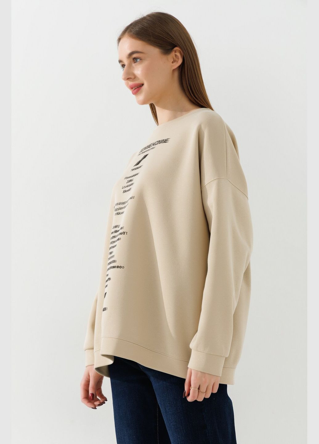 Бежевий cвітшот з принтом жіночий 6019-bp shop (2000990896193) Luck (364254879)