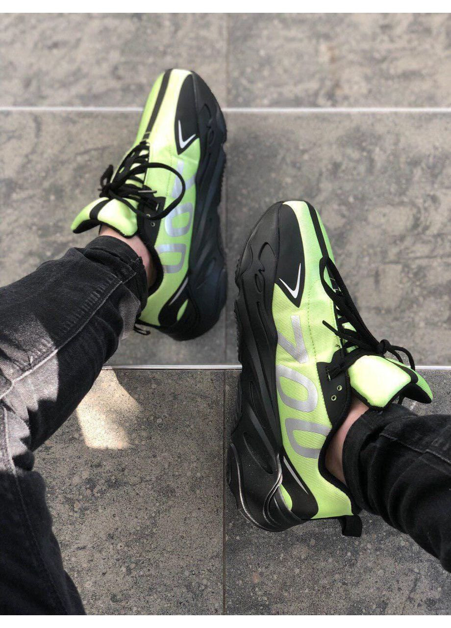 Сірі Осінні кросівки чоловічі adidas yeezy boost 700 logo black green адідас ізі буст No Brand