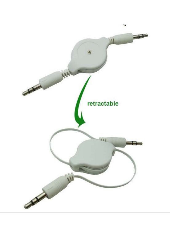 Кабель AUX Audio 3.5мм M/M 0.8 м самозмотуючий білий China (352528306)
