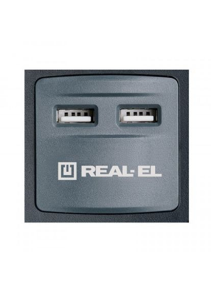 Мережевий фільтр живлення RS8F USB CHARGE 3m, black (EL122300004) Real-El rs-8f usb charge 3m, black (268144097)