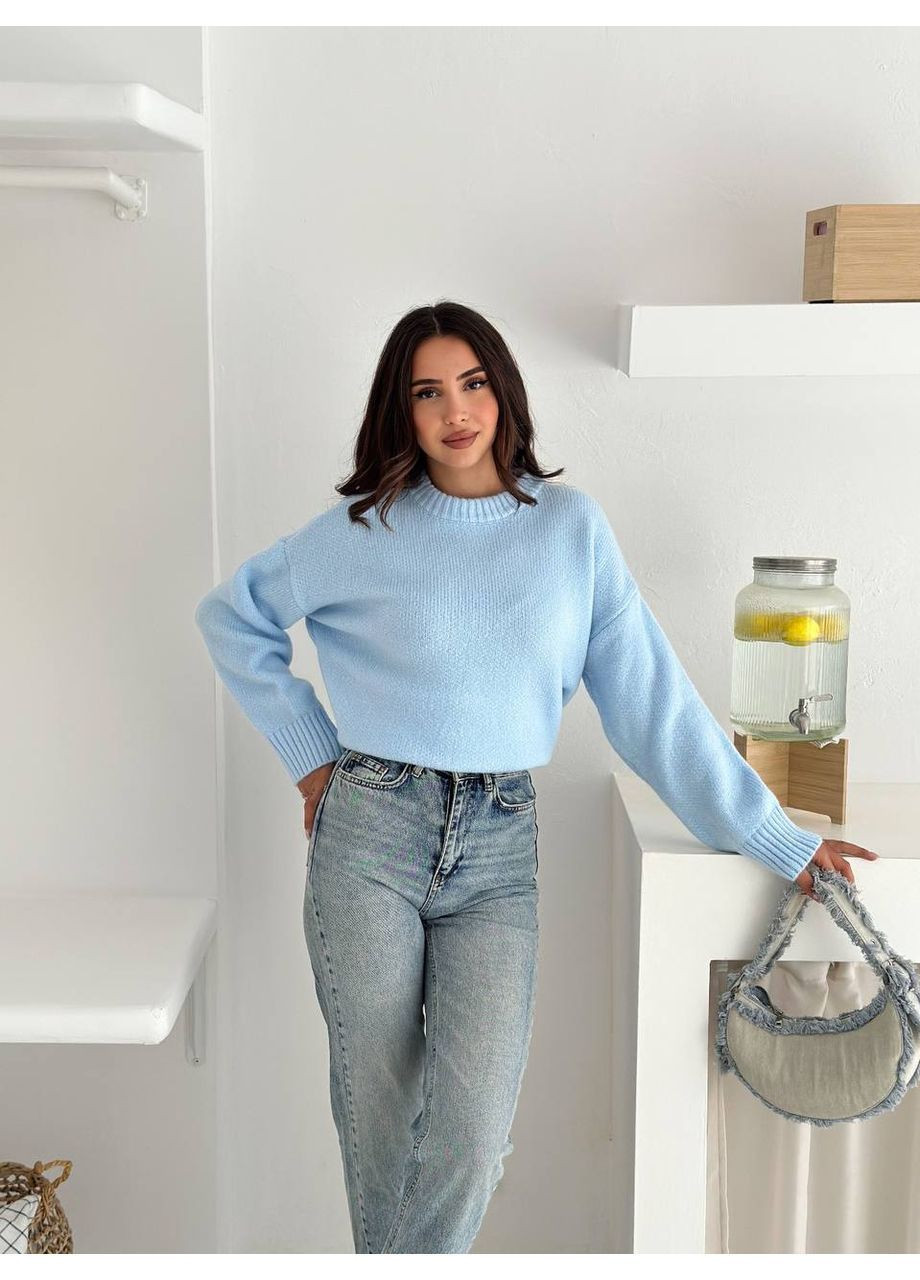 Блакитний демісезонний жіночий светр пуловер No Brand