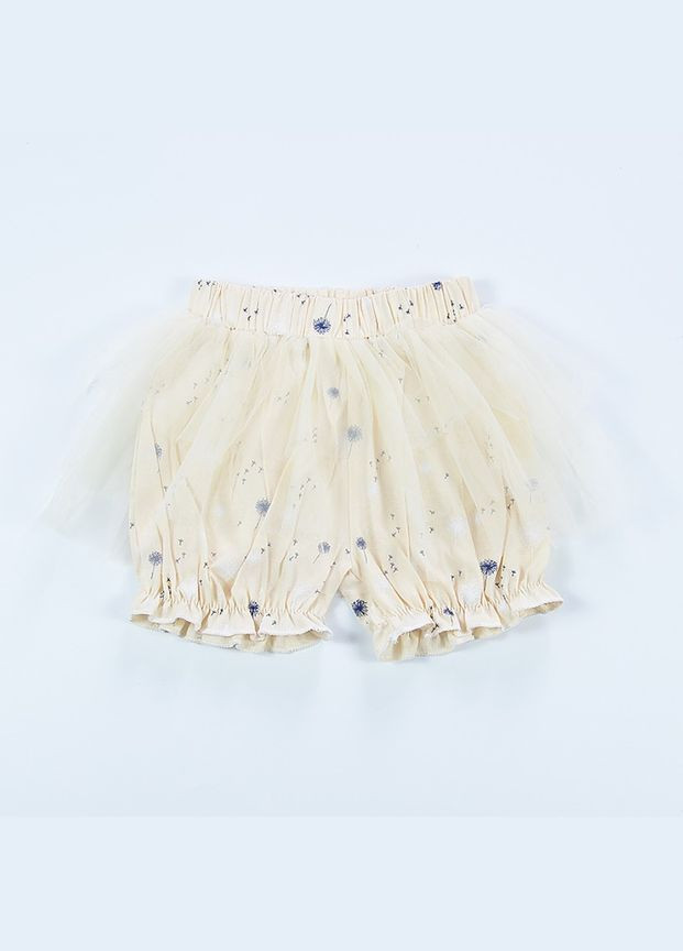 Бежевые демисезонные шорты детские с синими цветочками ( 73см ) (8875) Qoopixie
