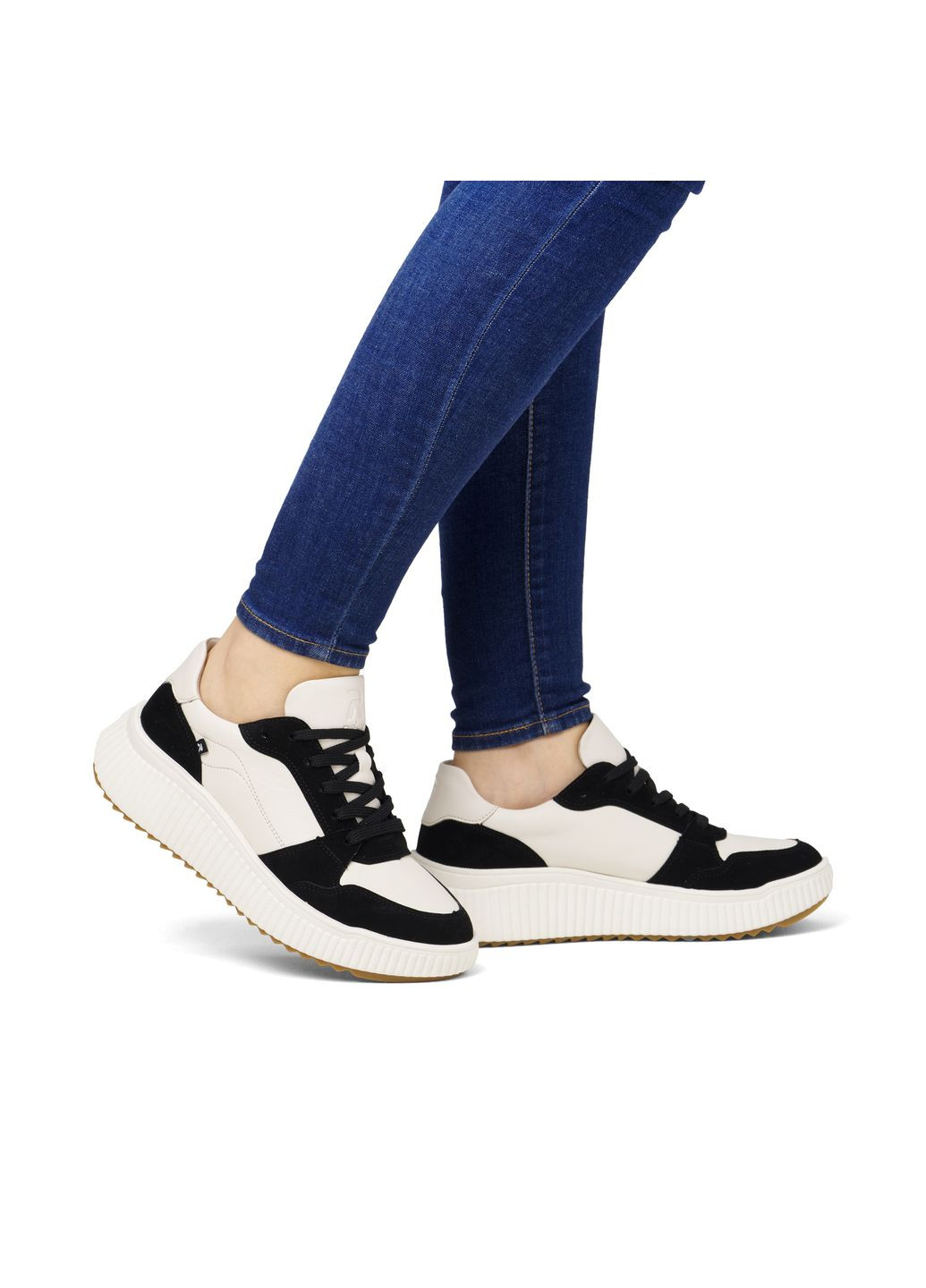 Демісезонні кросівки Rieker чорно-білі демісезони (300073447)