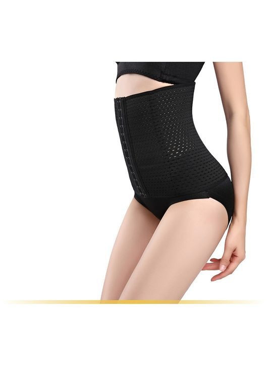 Корсет для похудения пояс из полиэстера с ребрами жесткости и крючками для втягивания талии L черный No Brand (366963120)