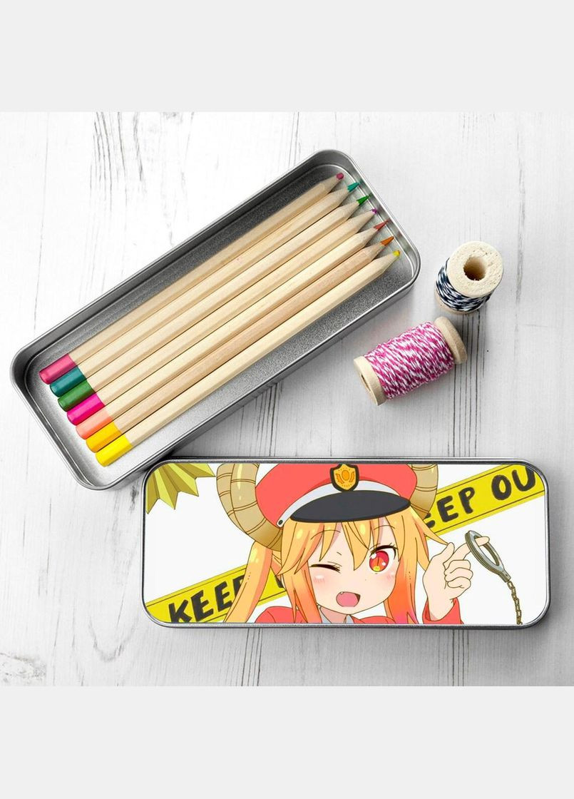 Органайзер для канцелярских принадлежностей металлический, кейс для мелочей Аниме Драконкомнатница кобаяши #001 7*18 см Silver No Brand (309153658)