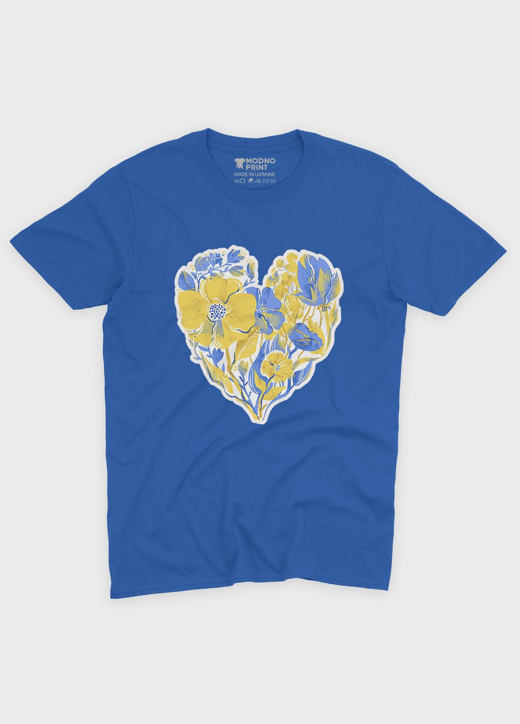Синяя летняя женская футболка с патриотическим принтом сердце (ts001-4-brr-005-1-103-f) Modno