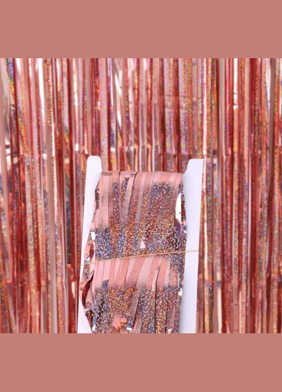 Дождик для фотозоны длинный с голограммой 4 м на 1 м розовое золото Jannet Дощик (316644785)