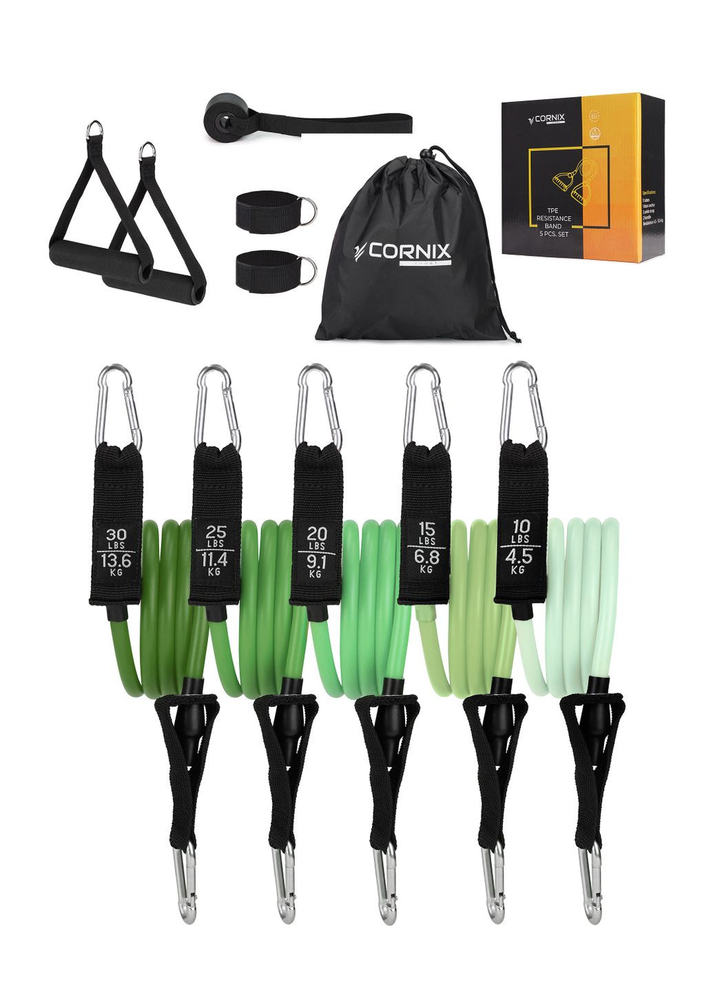Набор трубчатых эспандеров 5 шт 4.5-13.6 кг Cornix XR-0255 (340459295)