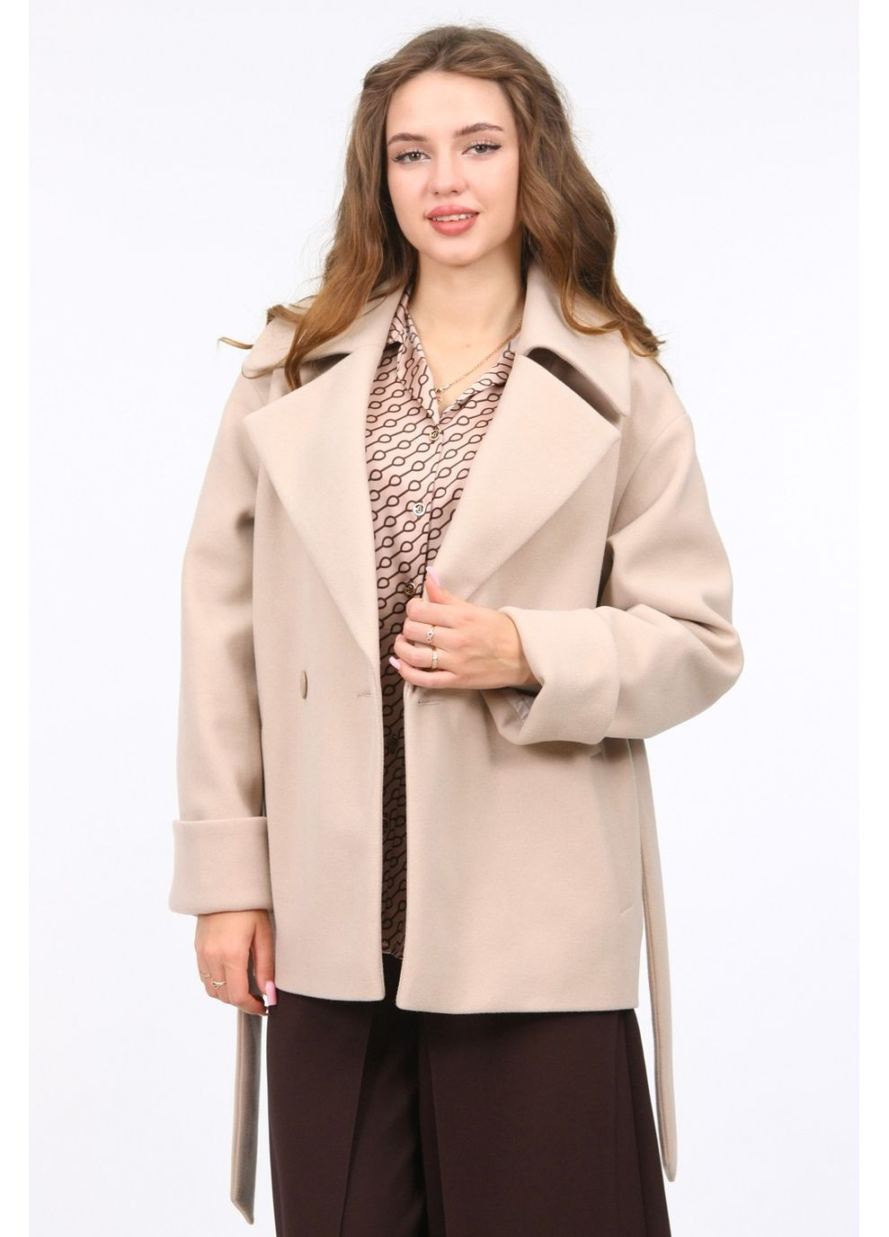 Бежеве демісезонне Пальто жіноче 146 бежевий Актуаль