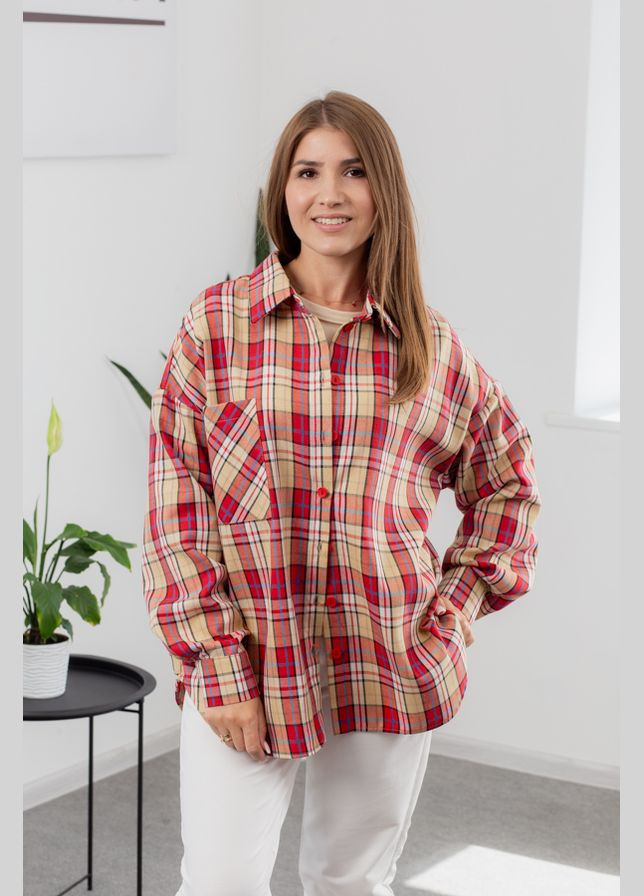 Красная повседневный рубашка в клетку AKSAN