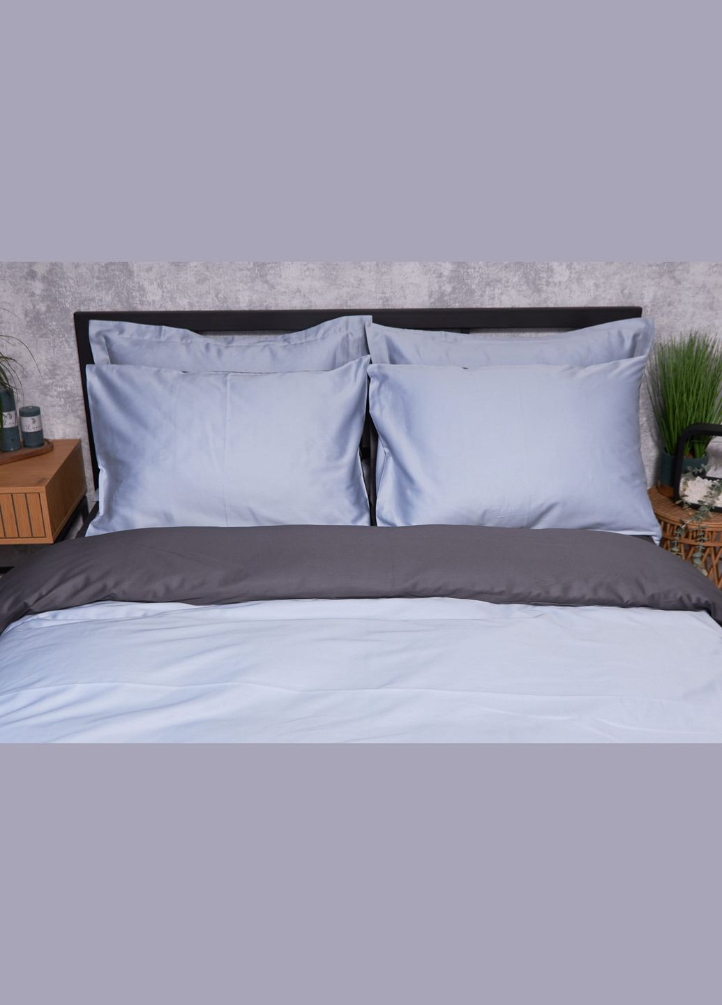 Комплект постельного белья Satin Premium полуторный евро 160х220 наволочки 4х70х70 (MS-820002882) Moon&Star skyline gray (288043720)