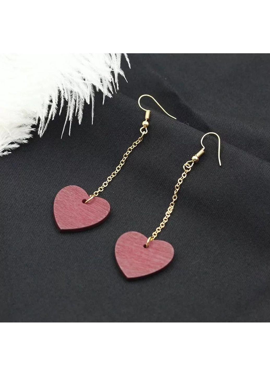 Сережки/сережки дерев'яні Серце, любов «Love» (бордо) China (366874440)