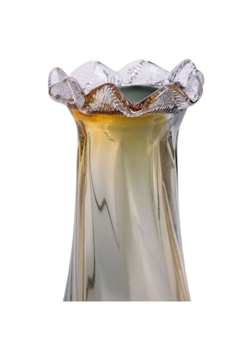 Ваза декоративна 30 см для квітів скляна фігурна ваза з кольорового скла 1.8 л Жовто-сіра HP-9-10 Jooki (360920770)