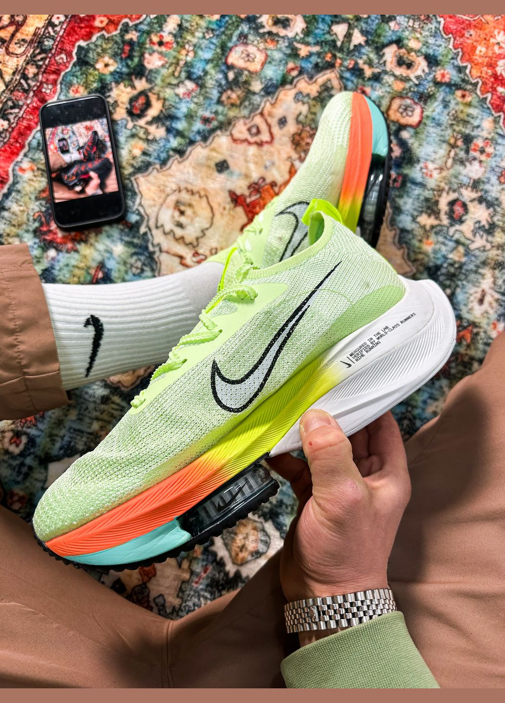 Зеленые демисезонные мужские и женские кроссовки nike air zoom alphafly next 2 green | найк аир зум алфафлай зеленые No Brand