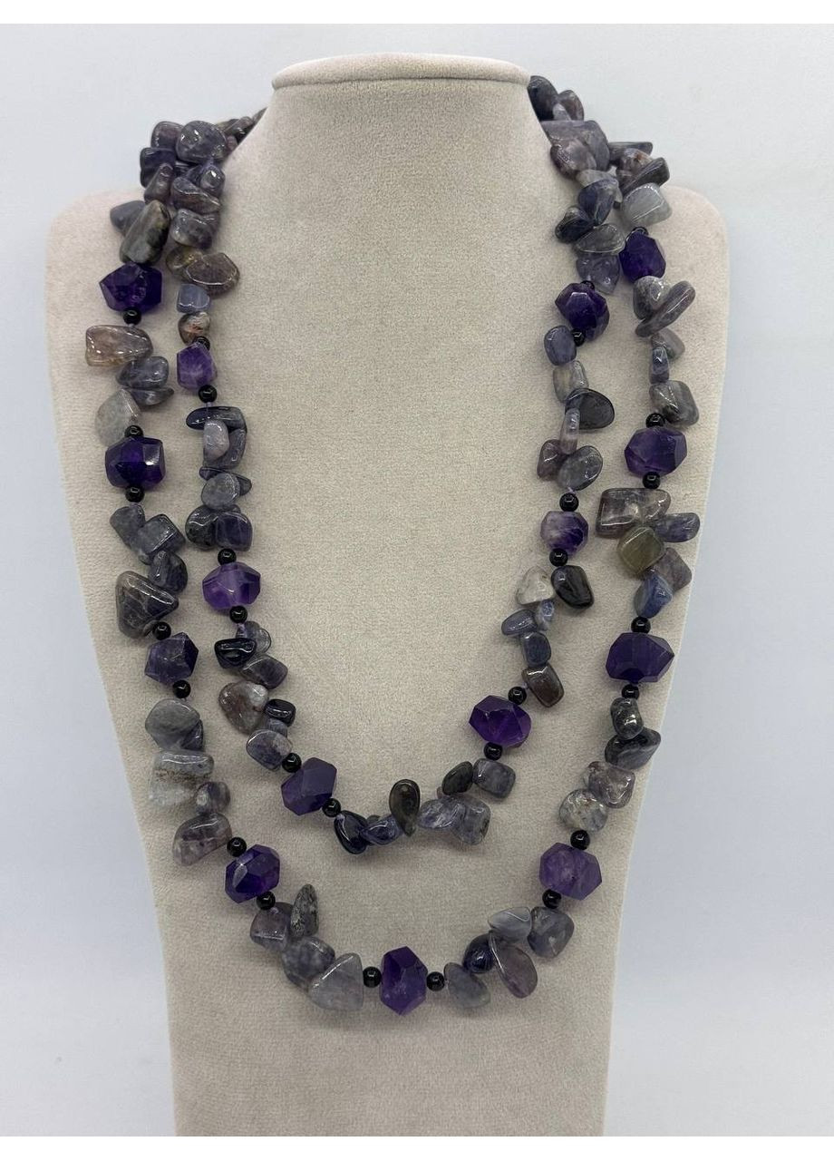 Намисто з іоліту та аметисту 46 см Фіолетовий No Brand (363829891)