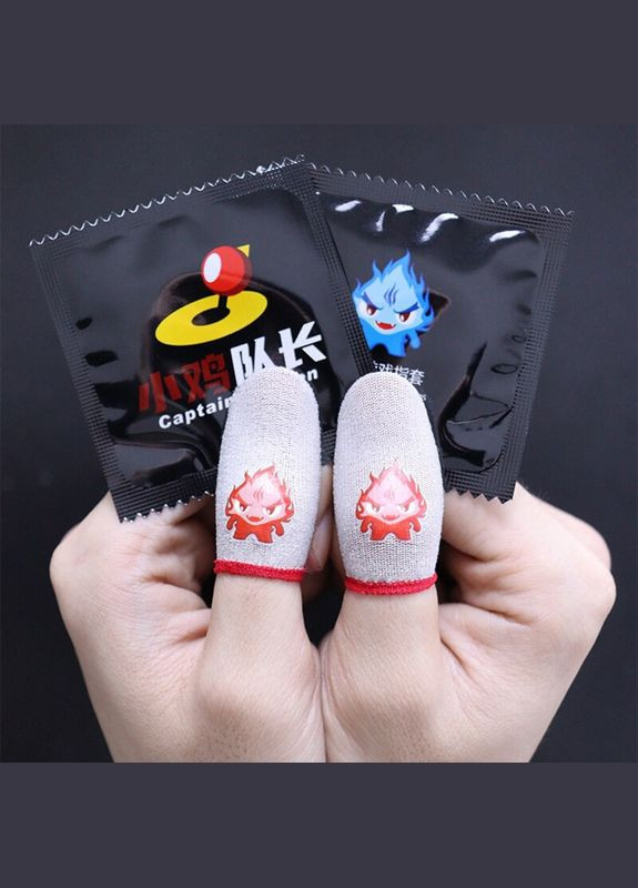 Игровые напальчники White / белые Ghost с красныи манжетом для игры на телефоне (светятся в темноте) в Pubg No Brand (322400899)