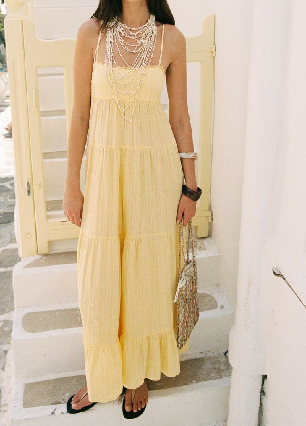 Жовтий повсякденний сукня Zara однотонна