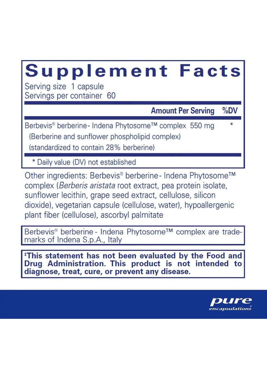 Берберин (Berberine Ultrasorb) 60 капсул Pure Encapsulations (370188692)