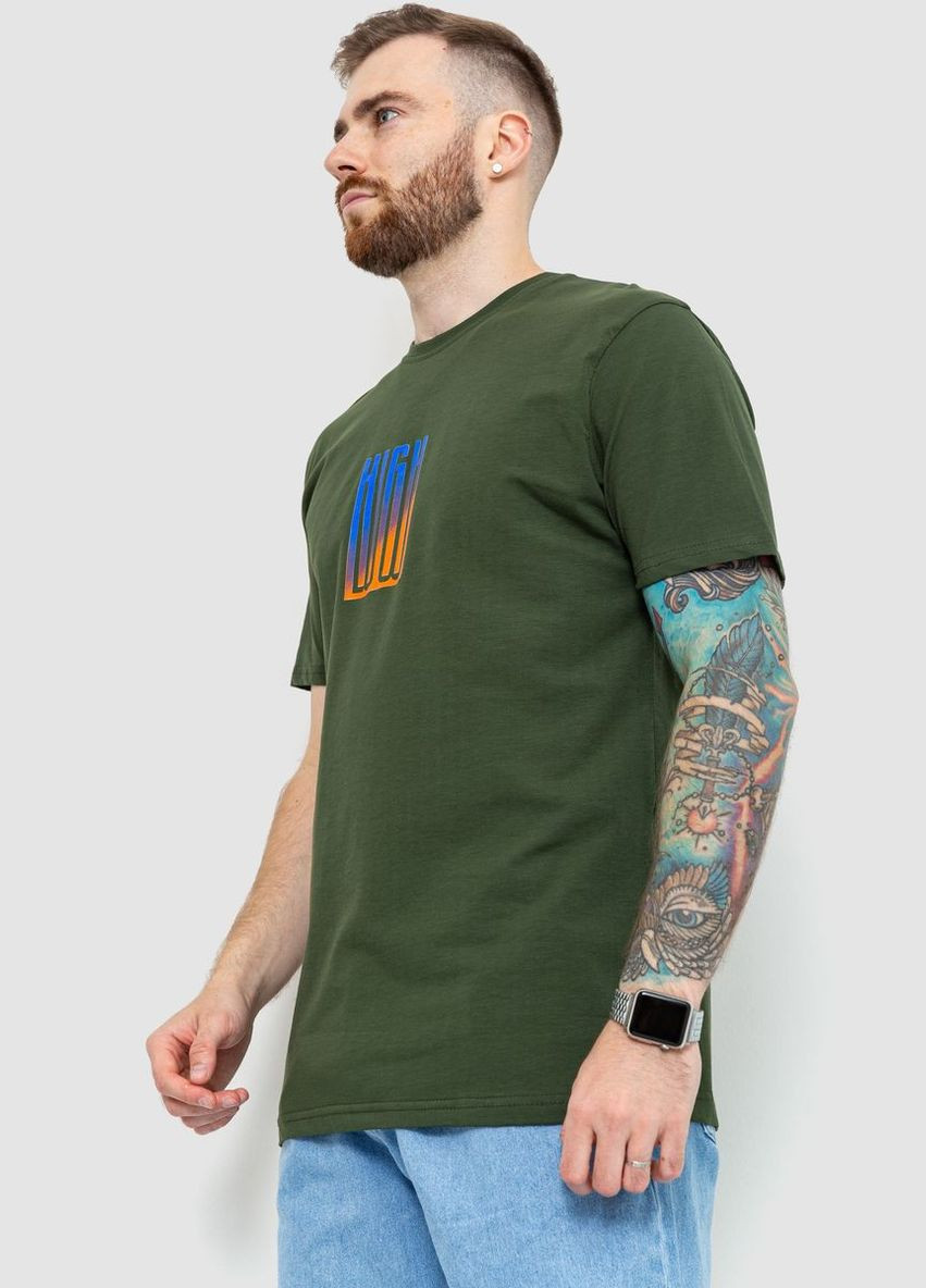 Хакі (оливкова) футболка чоловіча батал 208r018 з довгим рукавом Ager