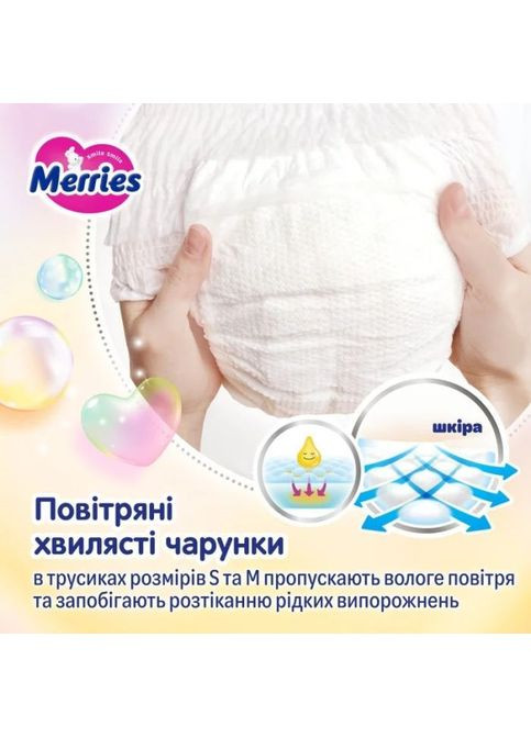 Подгузники размер M (6-11 кг) трусики 62 шт (4901301442949) Merries розмір M (6-11 кг) трусики 62 шт (357436086)