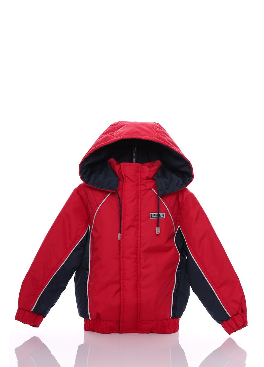 Червона демісезонна куртка на синтепоні для хлопчика кант червоний з синім 86 см (28425) BABYKROHA