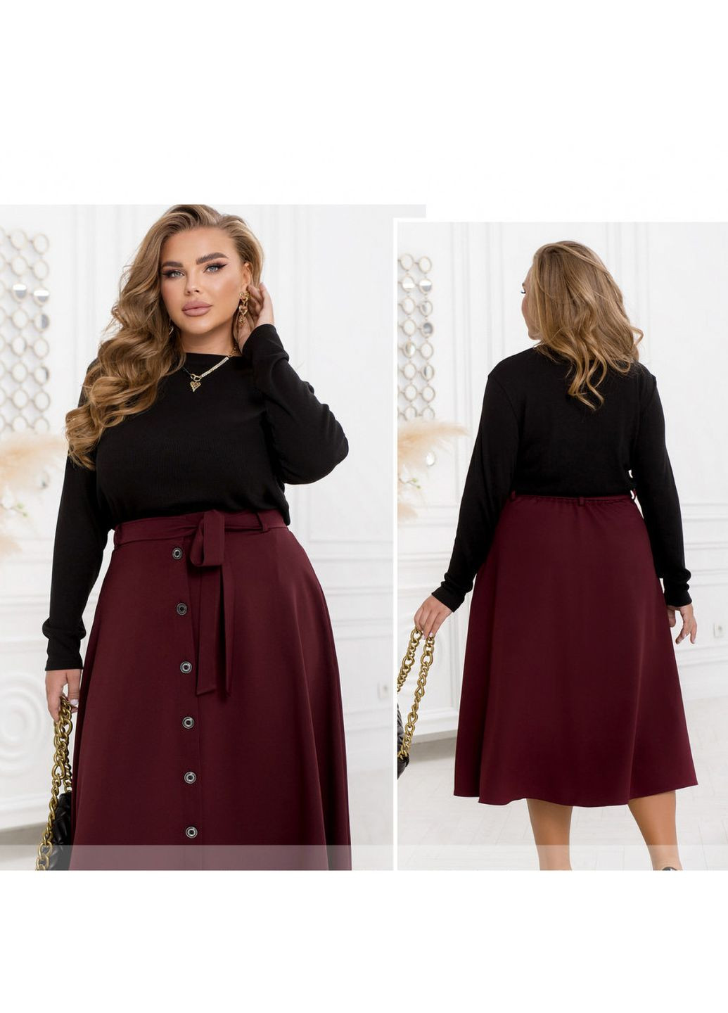 Бордовая повседневная юбка Liton