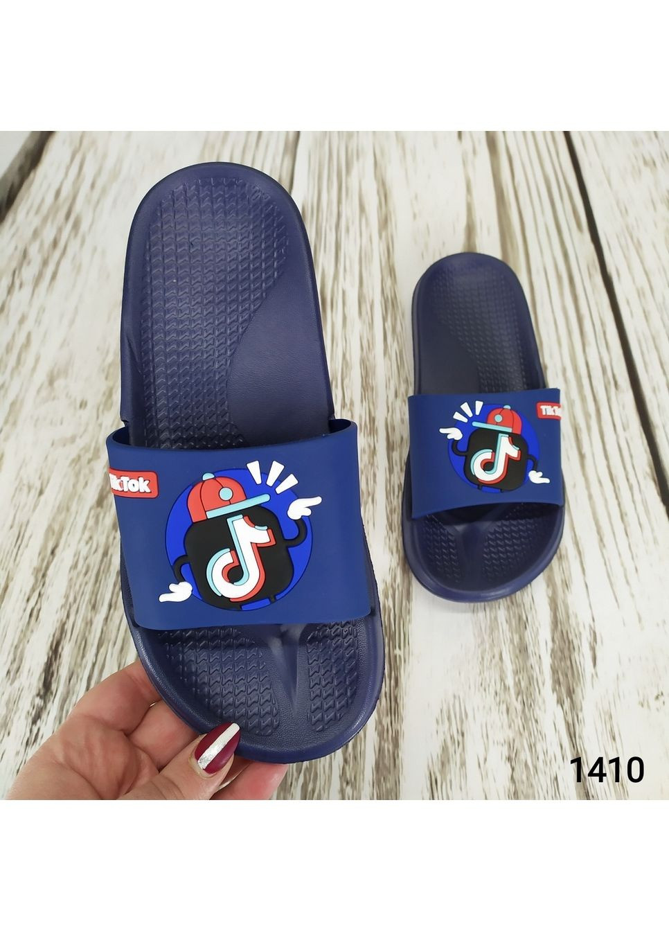 Темно-синие повседневные шлепанцы сланцы подростковые Fashion