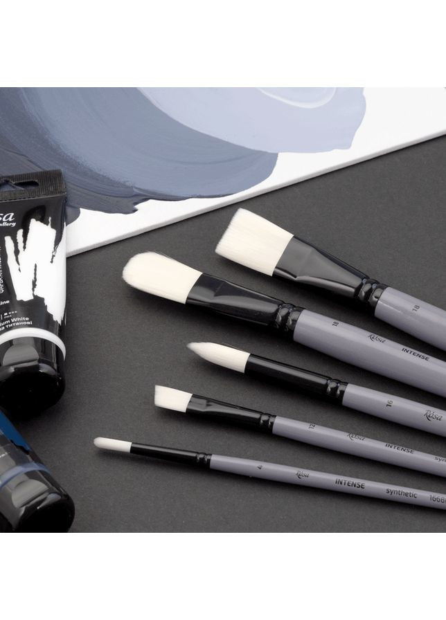 Кисть синтетика угловая INTENSE 1668А №1 длинная ручка ROSA Роса (362578698)