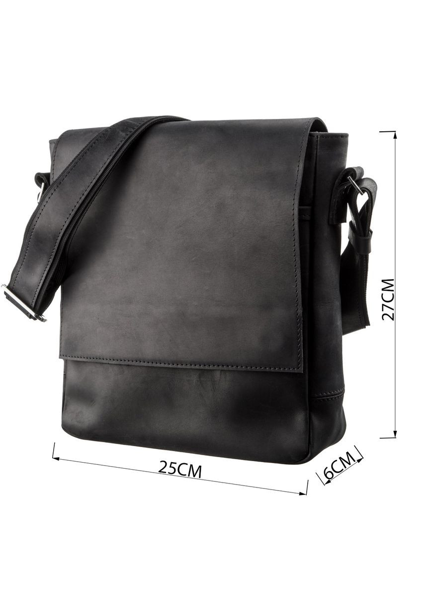 Сумка мужская винтажная средняя 11172 кожаная Черная Shvigel (331907459)