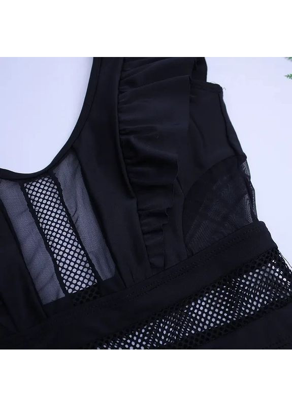 Черный летний сплошной купальник с пушапом черного цвета. сплошной купальник с прозрачными вставками m China