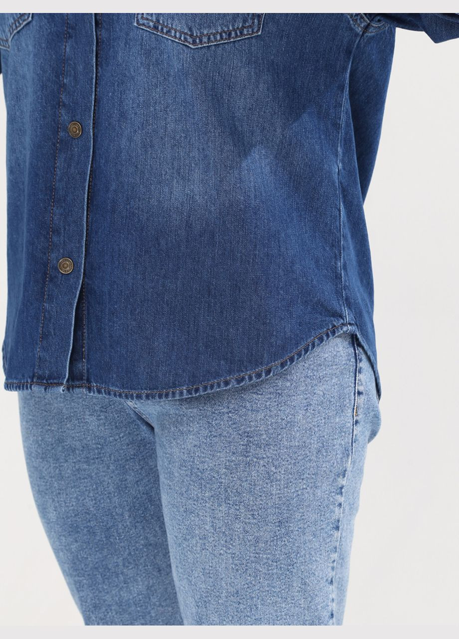 Синяя повседневный рубашка Whitney с длинным рукавом