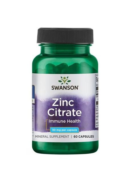 Цитрату цинку Zinc Citrate 30 mg, 60 капсул для підтримки зору та імунітету Swanson (322292988)