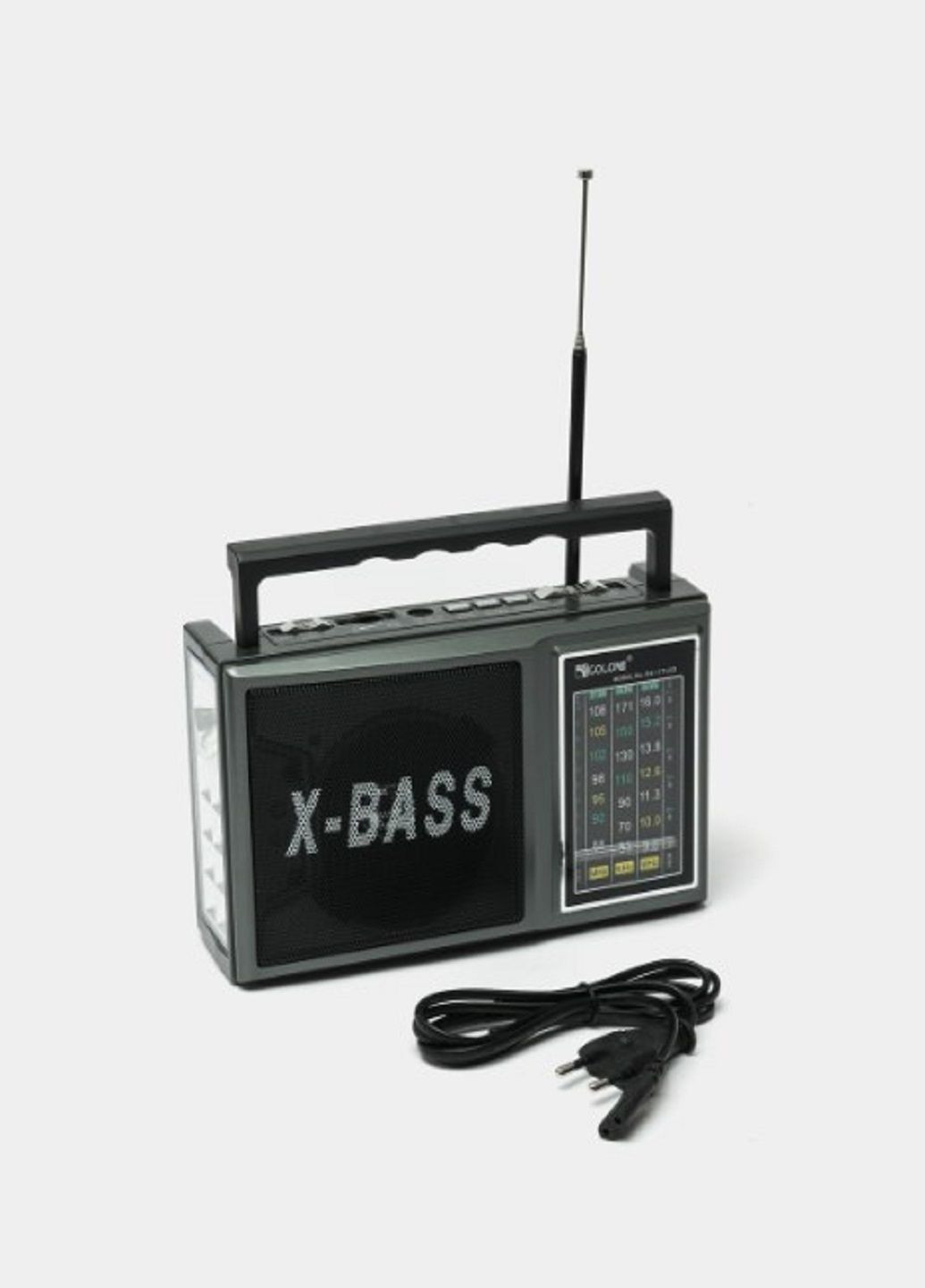 Портативний акумуляторний радіоприймач RX-177 з вбудованим LED ліхтариком від батарейок чи мережі Сірий Golon (305327445)