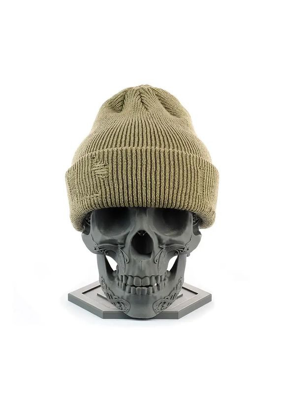 Рвана шапка-біні двошарова Бомжатка No Brand (365814662)