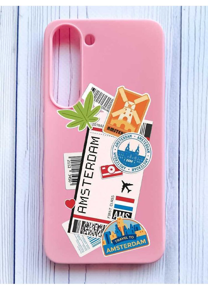 Матовий рожевий чохол на Samsung Galaxy S23 Подорожі. Амстердам (принт 327) Creative (355398348)