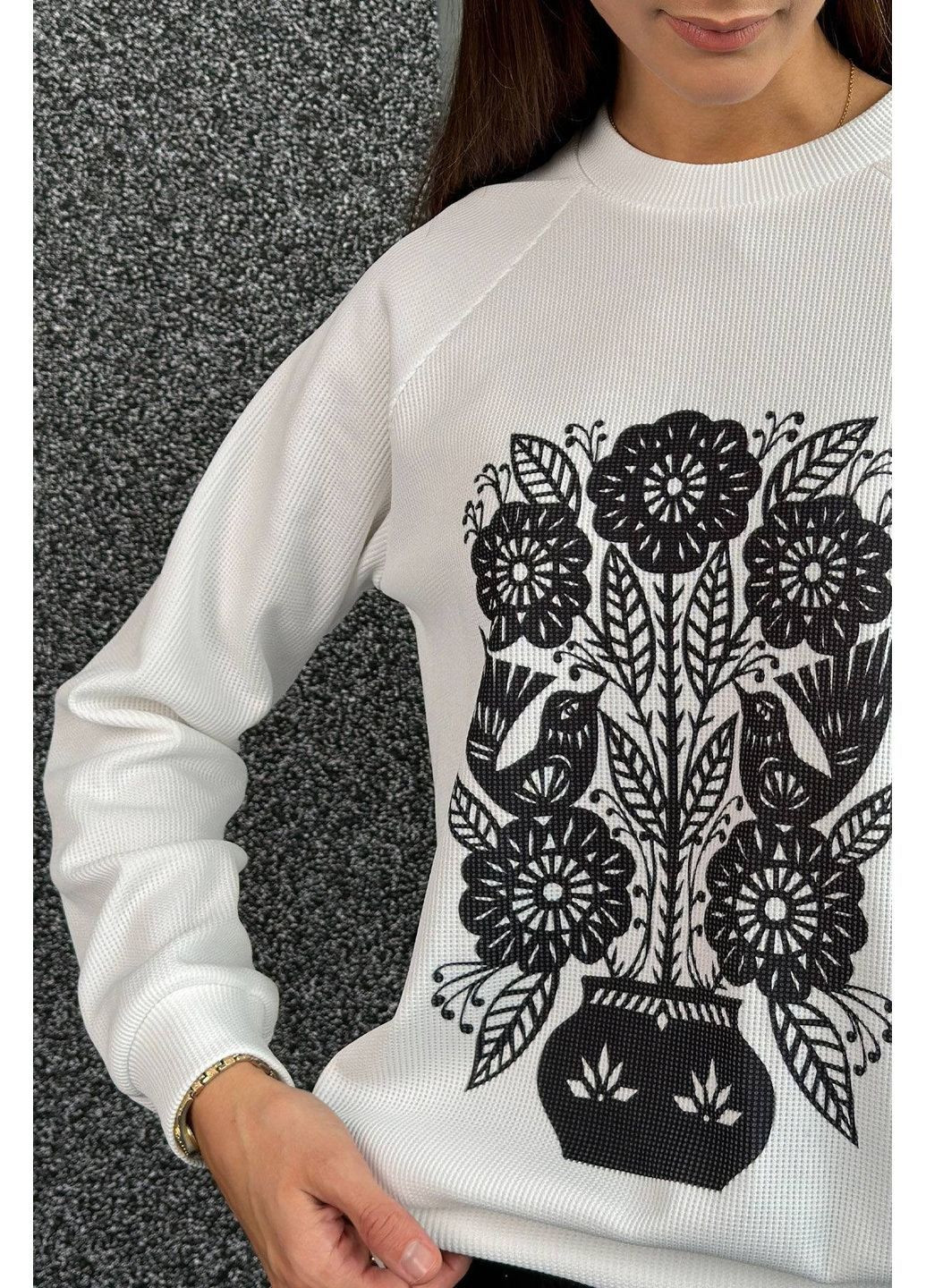 Білий світшот із українським орнаментом, колір білий Nenka (367831854)