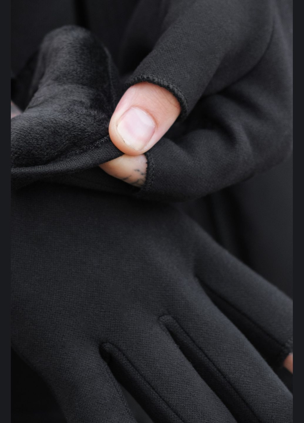 Теплые черные зимние сенсорные перчатки без пальцев перчатки 1-4А Double Without (304611746)