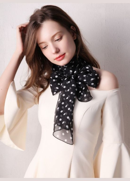 Жіноча шарф хустка в горох шифоновий Basic 150 см*70 см Хустка, Білий PTR No Brand (317769226)