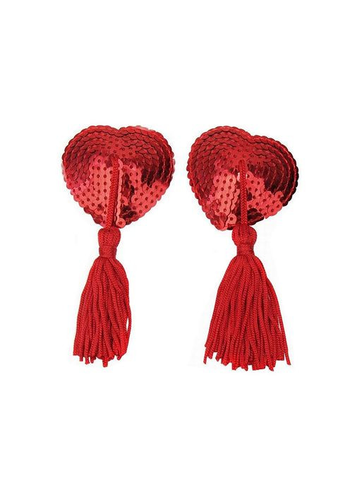 Наклейки для сосків Hearts з паєтками та пензликами Еротична білизна Drive No Brand (327875768)