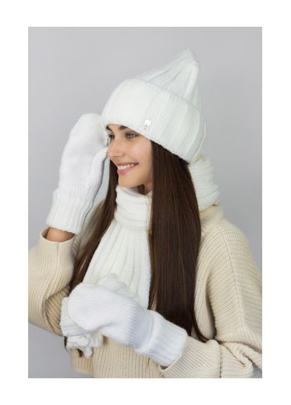 Жіночий комплект «Сновела», шапка, шарф, рукавички об'ємний візерунок Braxton (369378835)