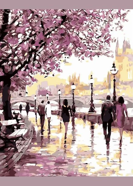 Картина по номерам Набережна в фіолетових тонах VA-2110 40х50 см ( ) Strateg (328944183)