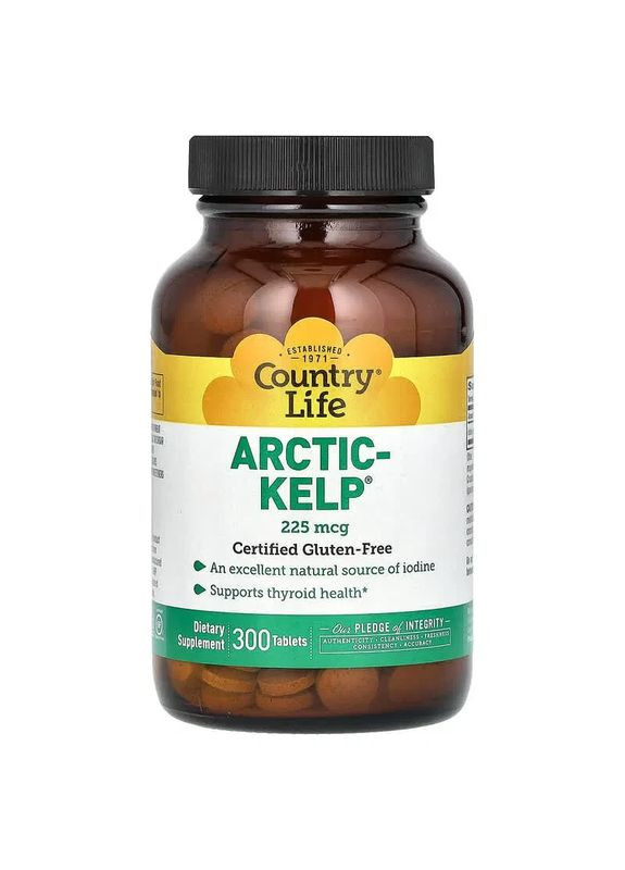 Йод Арктична ламінарія Artic-Kelp 225 мкг 300 таблеток Country Life (362411660)