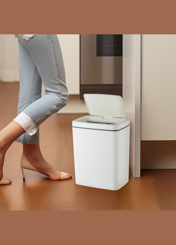 Відро для сміття сенсорне прямокутне WAVE-TC0110 White 10 л колір білий (MI7073) Mixxus (341331703)