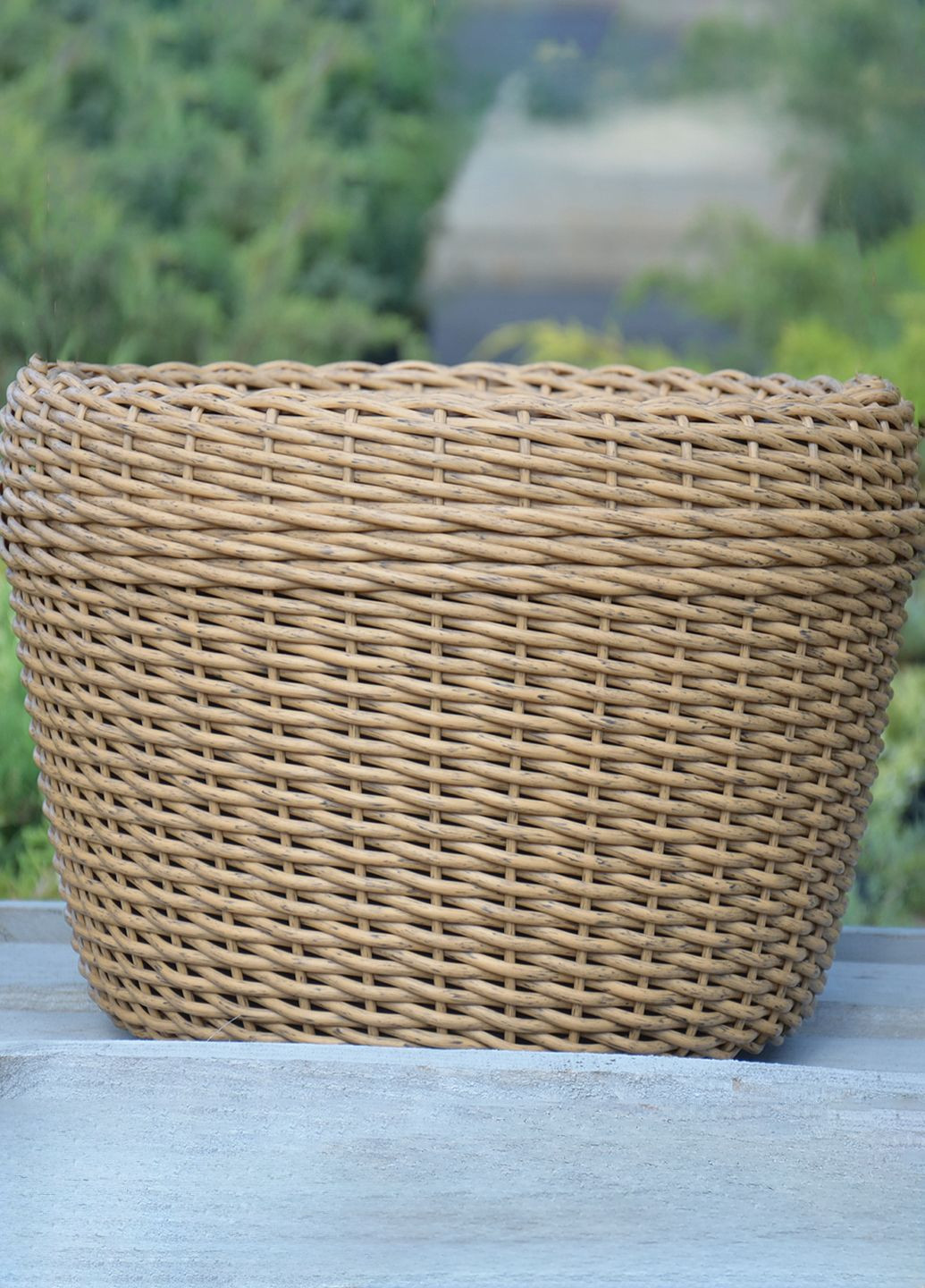 Кашпо большое 60 литров (горшок для цветов и растений), Вазон из искусственного ротанга ручной работы. Цвет Дерево Handmade (329193712)