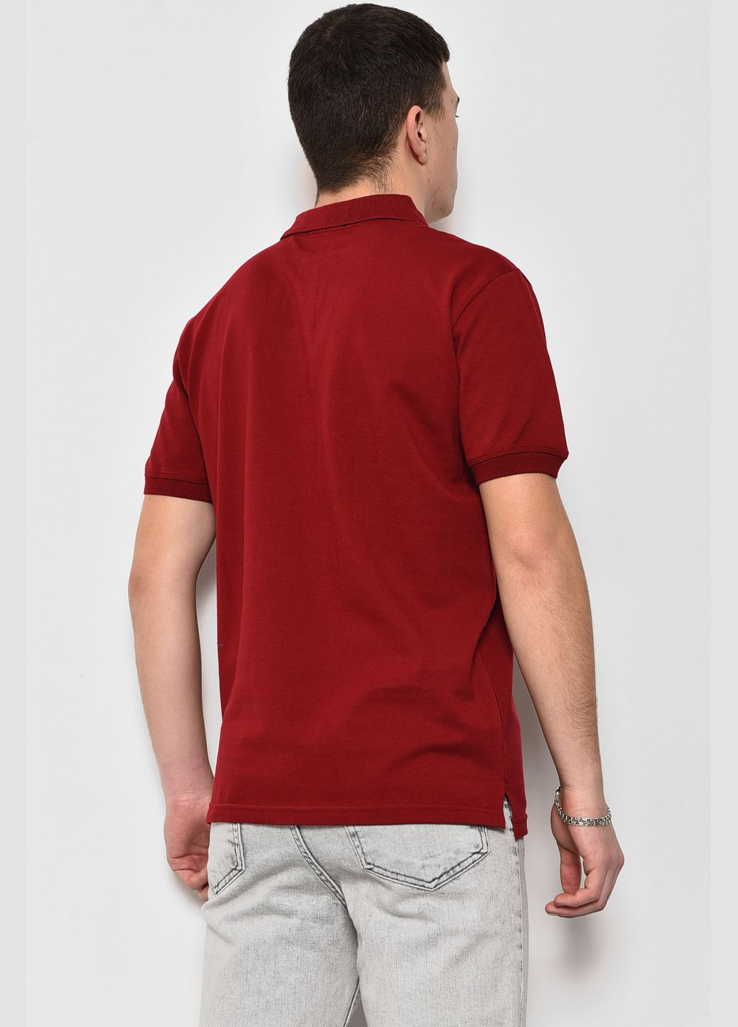 Бордовая футболка поло мужская бордового цвета Let's Shop