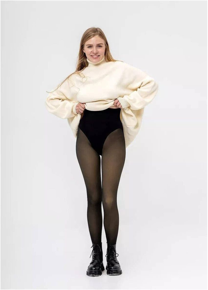 Утеплені утягуючі колготки на флісі з імітацією капронових утяжкою ребрами жорсткості теплі флісові колготи капронки Cindylove (361879383)